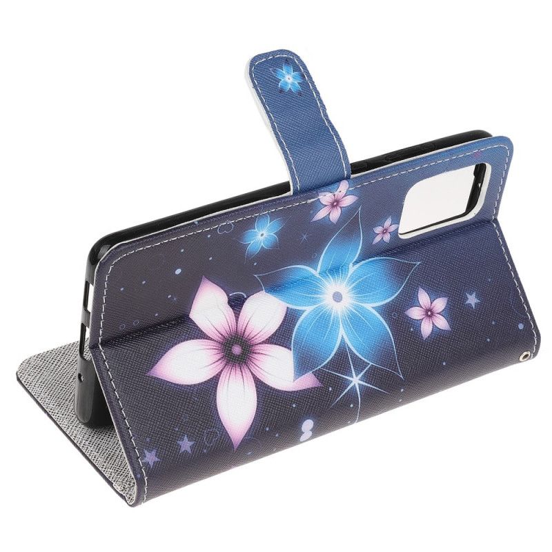 Folio Deksel Samsung Galaxy Note 20 Måneblomster Med Tanga