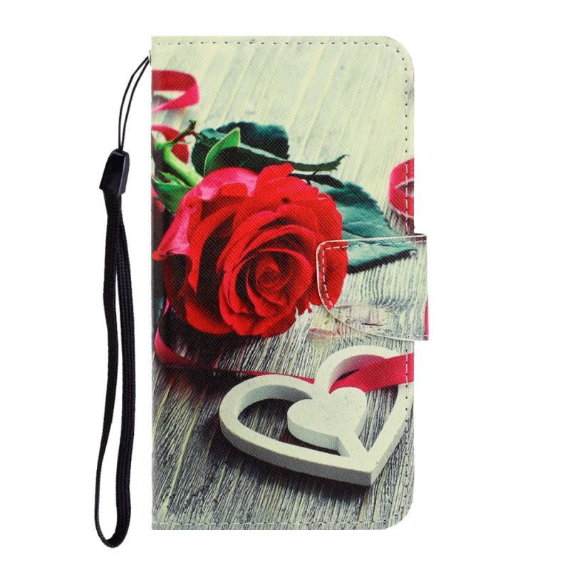 Folio Deksel Samsung Galaxy Note 20 Romantisk Rose Med Tanga