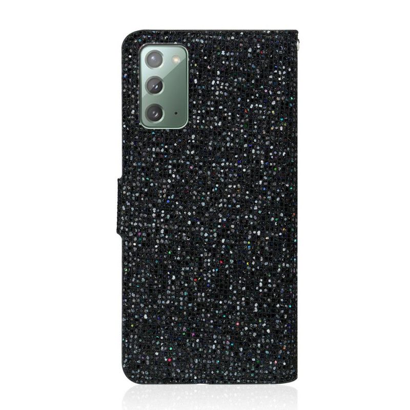 Folio Deksel Samsung Galaxy Note 20 Svart Glitter S Design