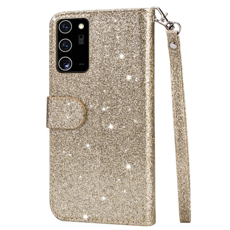 Folio Deksel Samsung Galaxy Note 20 Svart Glitterpung