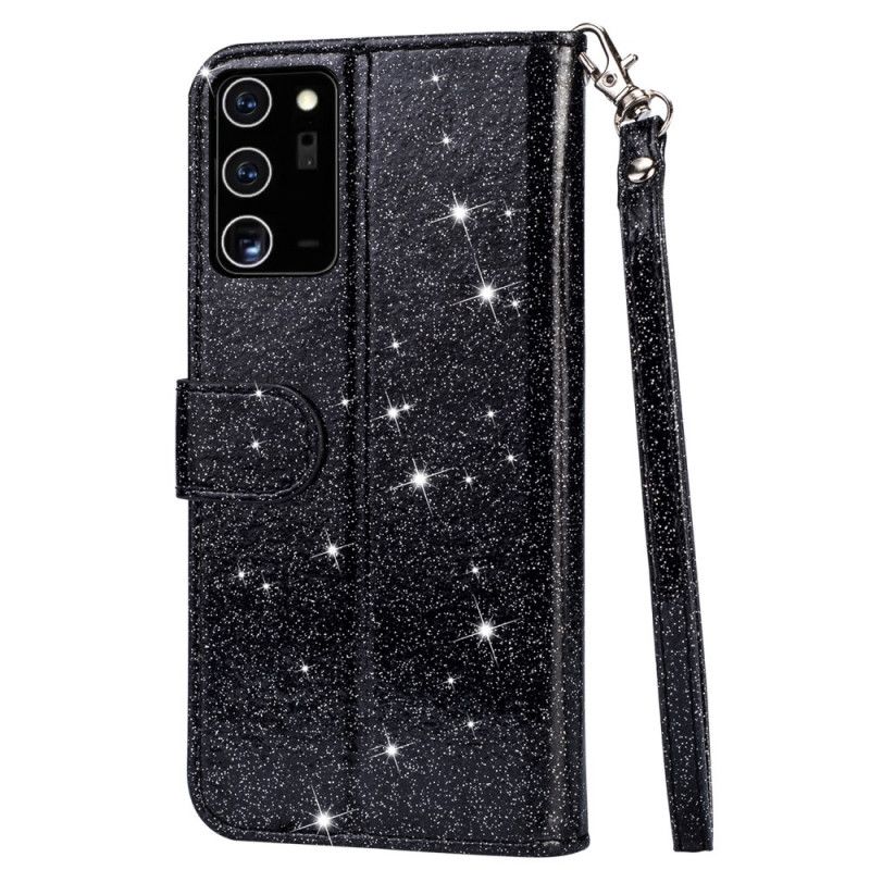 Folio Deksel Samsung Galaxy Note 20 Svart Glitterpung