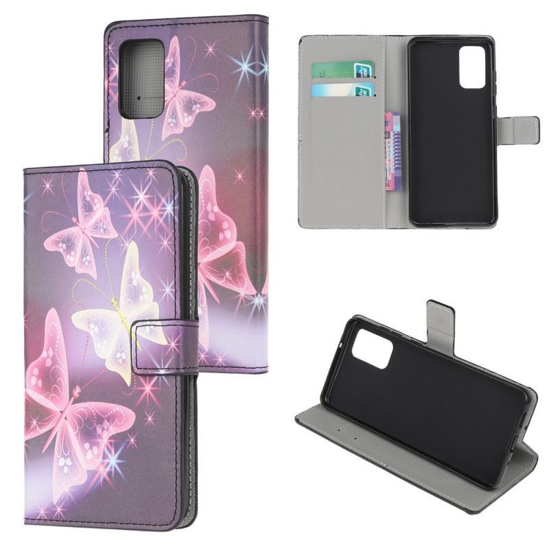 Folio Deksel Samsung Galaxy Note 20 Svart Intense Sommerfugler Anti-fall