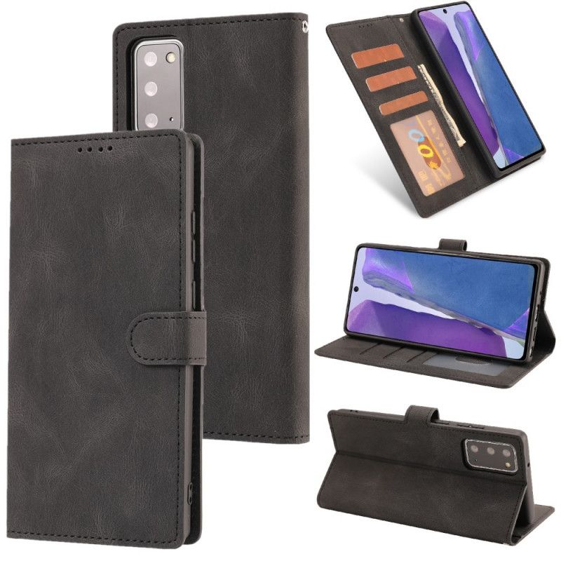 Folio Deksel Samsung Galaxy Note 20 Svart Klassisk Retro Skinnstil