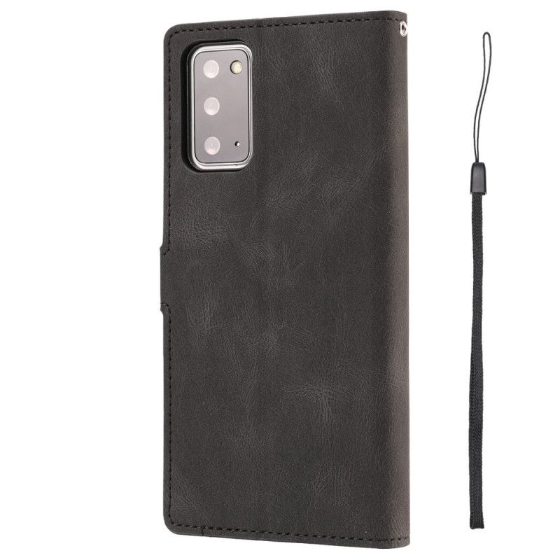 Folio Deksel Samsung Galaxy Note 20 Svart Klassisk Retro Skinnstil