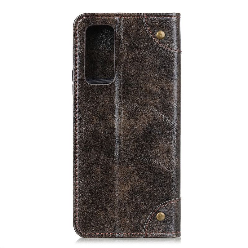 Folio Deksel Samsung Galaxy Note 20 Svart Mobildeksel Vintage Split Skinnnitter