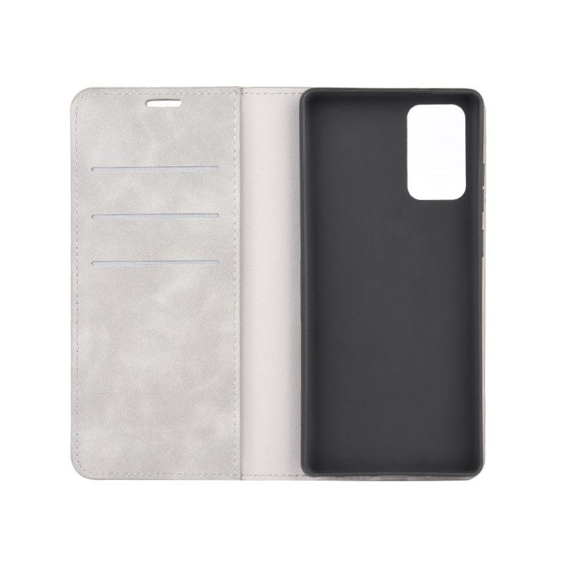 Folio Deksel Samsung Galaxy Note 20 Svart Myk Skinneffekt