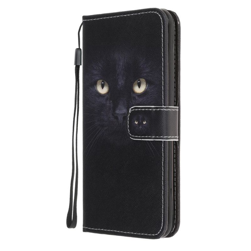 Lærdeksel Folio Deksel Samsung Galaxy Note 20 Mobildeksel Svarte Katteøyne Med Tanga