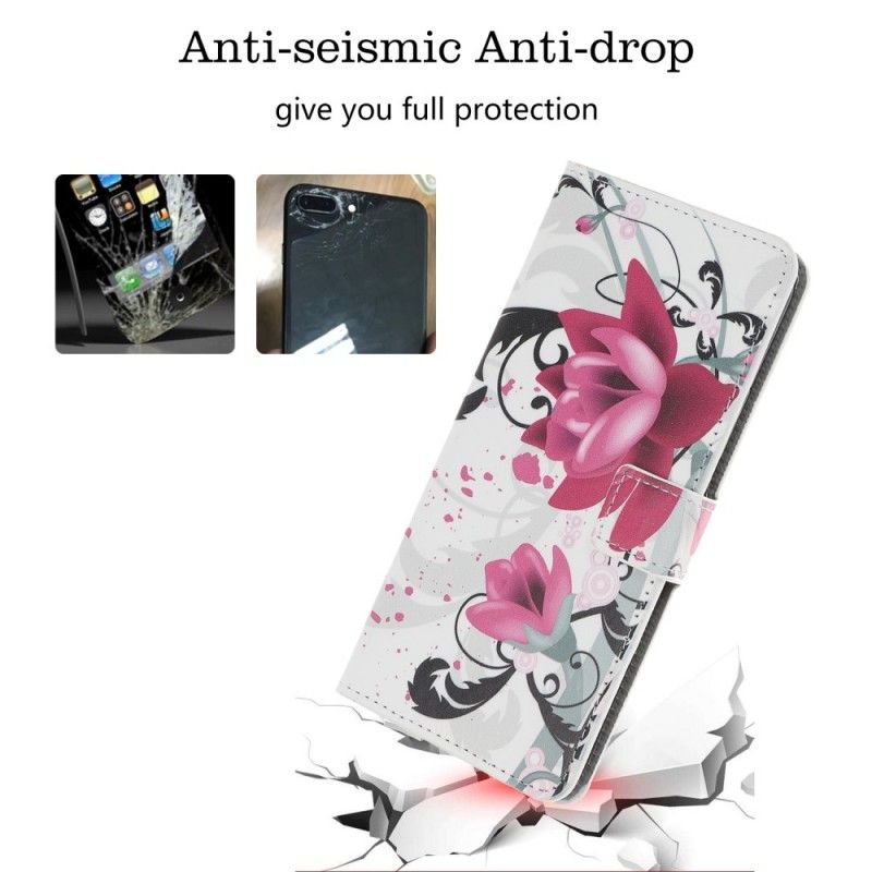 Folio Deksel Huawei P Smart Z Rosa Tropiske Blomster