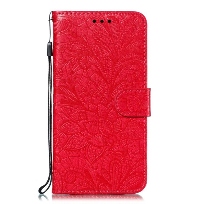 Lærdeksel Folio Deksel Huawei P Smart Z Rose Gold Tribal Thong Blomster