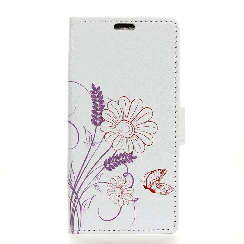 Lærdeksel Folio Deksel Huawei P Smart Z Tegning Av Sommerfugler Og Blomster