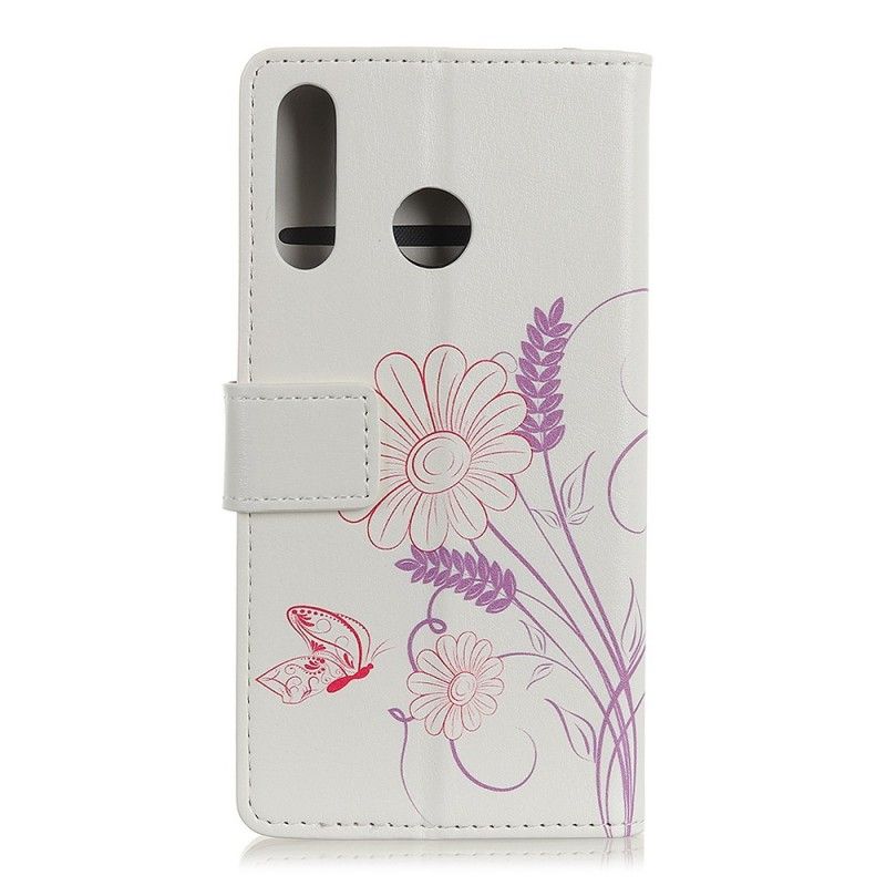 Lærdeksel Folio Deksel Huawei P Smart Z Tegning Av Sommerfugler Og Blomster