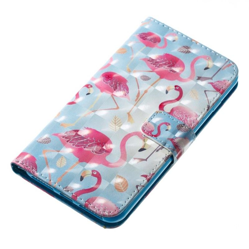 Folio Deksel for iPhone 7 Plus / 8 Plus Hvit Flere Flamingoer