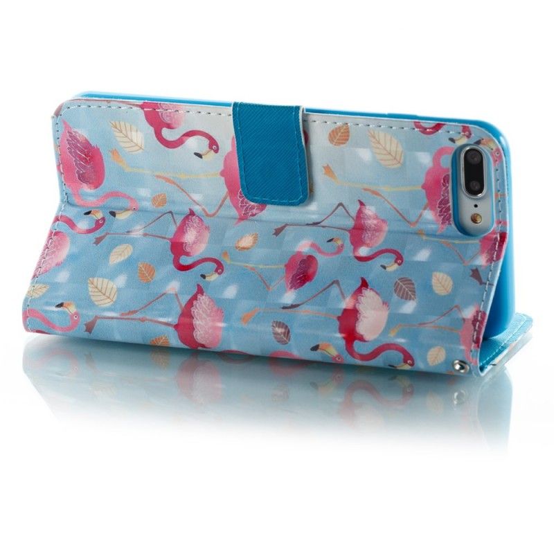 Folio Deksel for iPhone 7 Plus / 8 Plus Hvit Flere Flamingoer