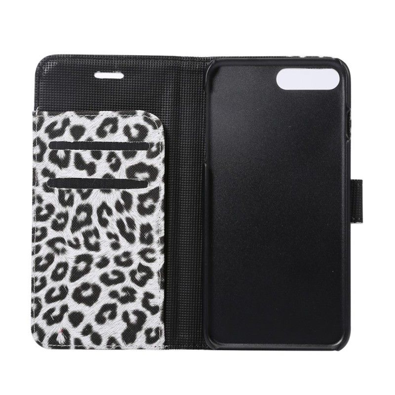 Folio Deksel iPhone 7 Plus / 8 Plus Hvit Leopard