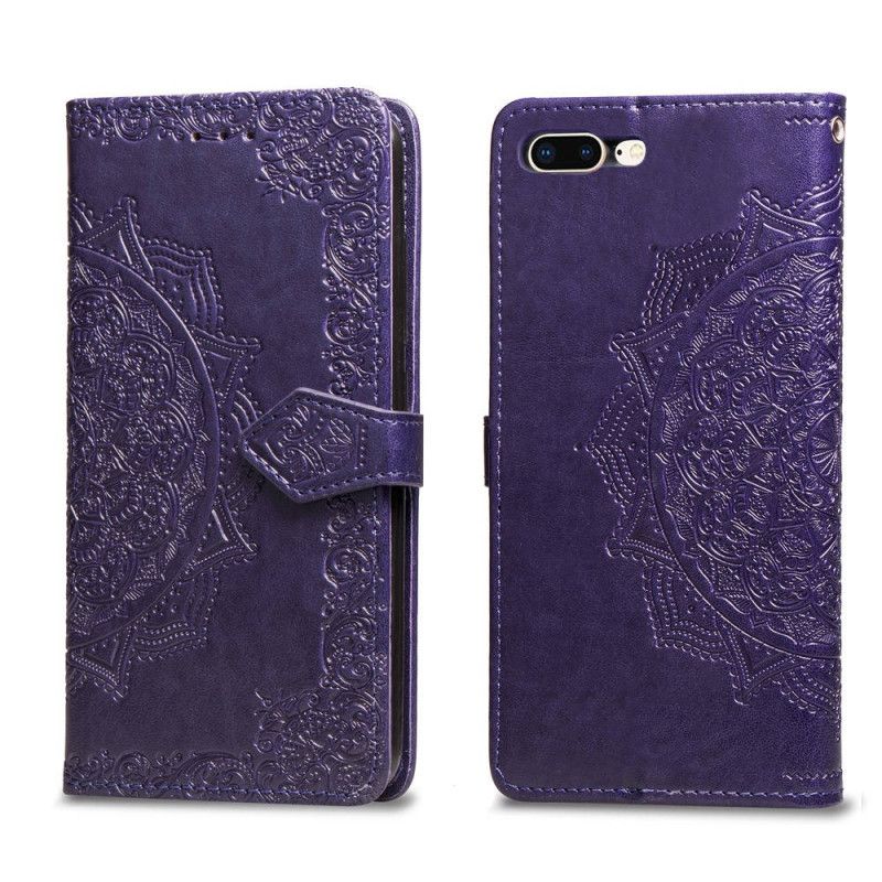 Folio Deksel iPhone 7 Plus / 8 Plus Svart Middelaldrende Mandala Anti-fall