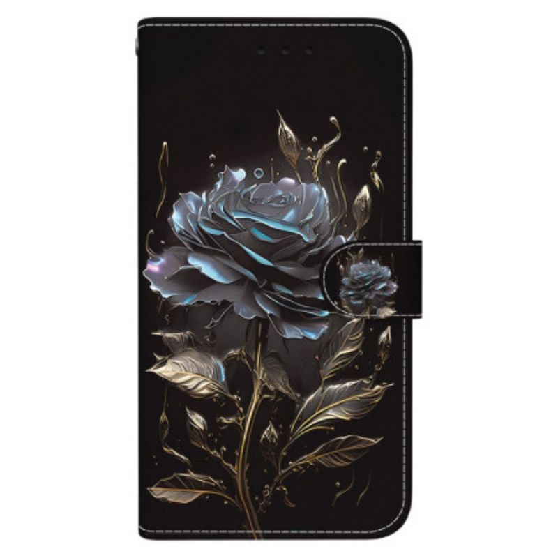 Folio Deksel Google Pixel 8a Black Rose Nøkkelbånd