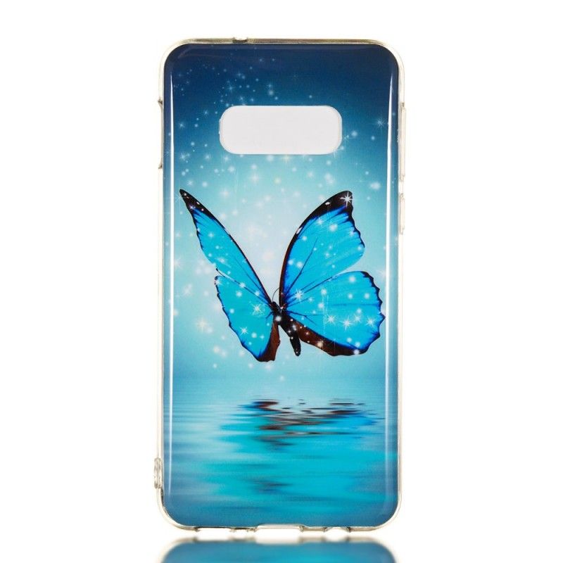 Deksel for Samsung Galaxy S10e Fluorescerende Blå Sommerfugl