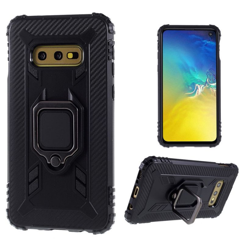 Deksel Samsung Galaxy S10e Svart Ring Og Karbonfiber