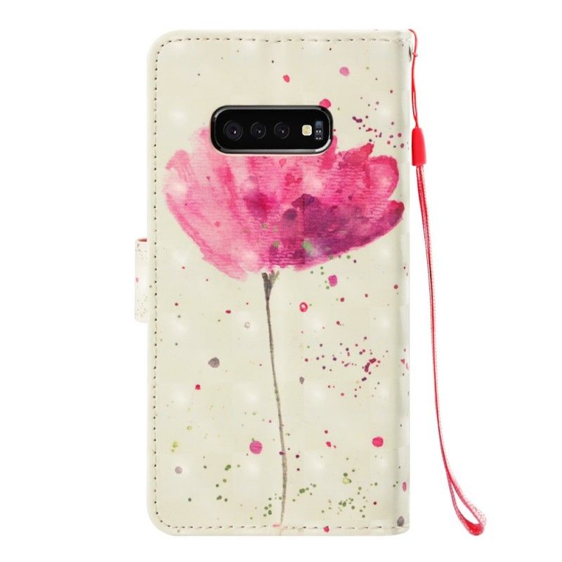 Folio Deksel for Samsung Galaxy S10e Akvarellvalmue