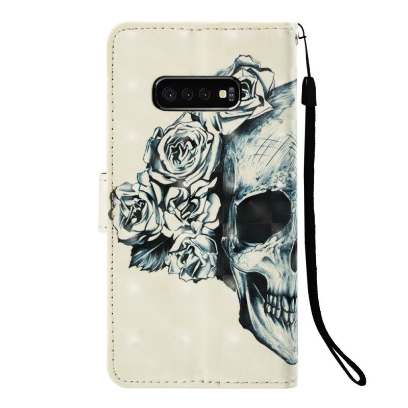 Folio Deksel Samsung Galaxy S10e Blomstret Hodeskalle