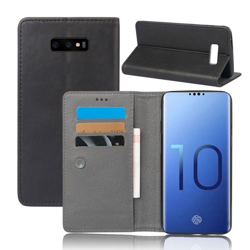 Folio Deksel Samsung Galaxy S10e Rød Elegant Skinneffekt Beskyttelse