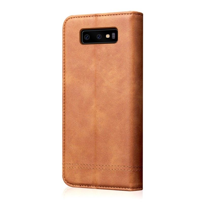 Folio Deksel Samsung Galaxy S10e Svart Sydd Skinneffekt