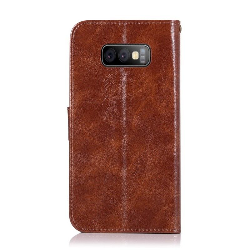 Folio Deksel Samsung Galaxy S10e Vintage Skinneffekt Med Stropp