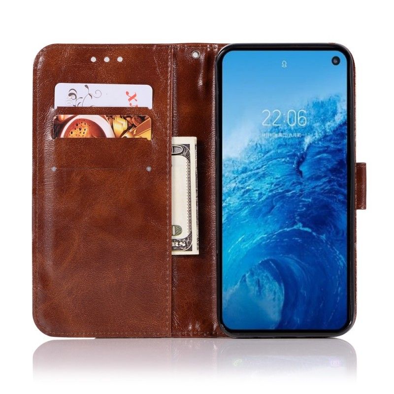 Folio Deksel Samsung Galaxy S10e Vintage Skinneffekt Med Stropp