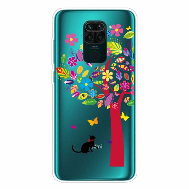 Deksel for Xiaomi Redmi Note 9 Katt Under Det Fargede Treet