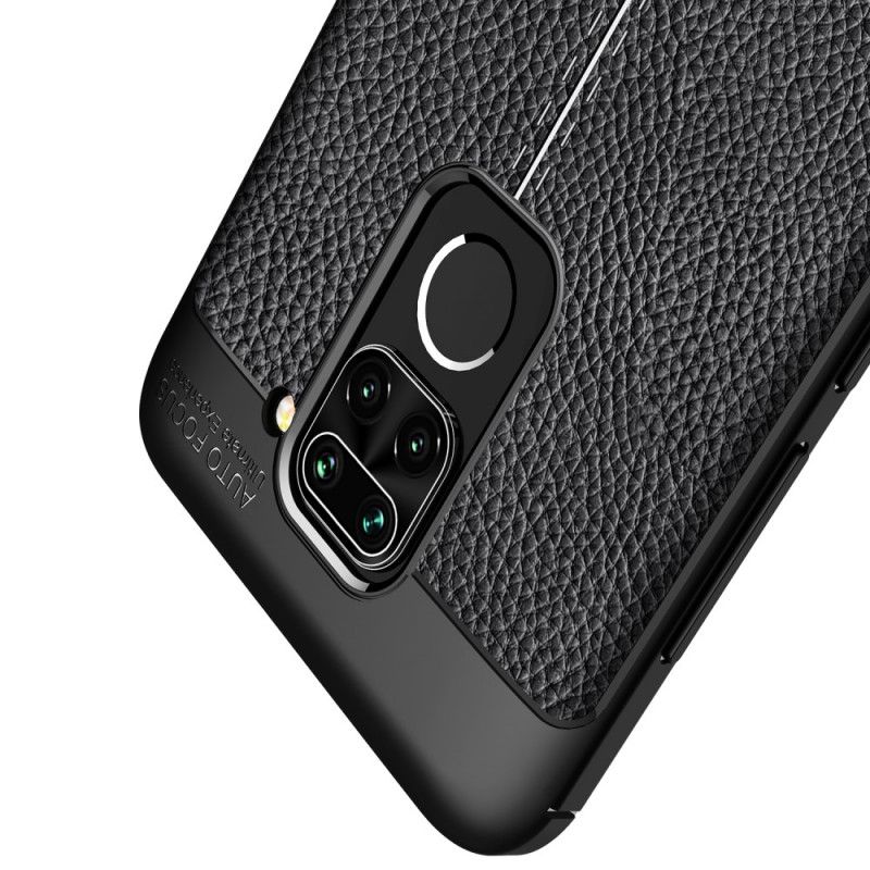 Deksel Xiaomi Redmi Note 9 Svart Mobildeksel Dobbeltlinje Litchi-Effekt