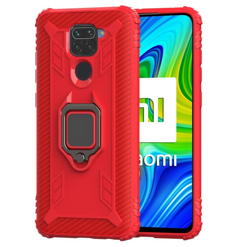 Deksel Xiaomi Redmi Note 9 Svart Ring Og Karbonfiber Anti-fall