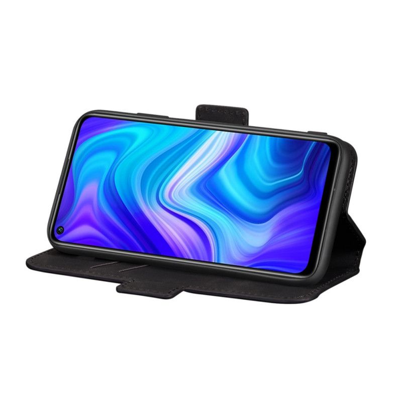 Folio Deksel for Xiaomi Redmi Note 9 Svart To-Tone Vertikal Linje