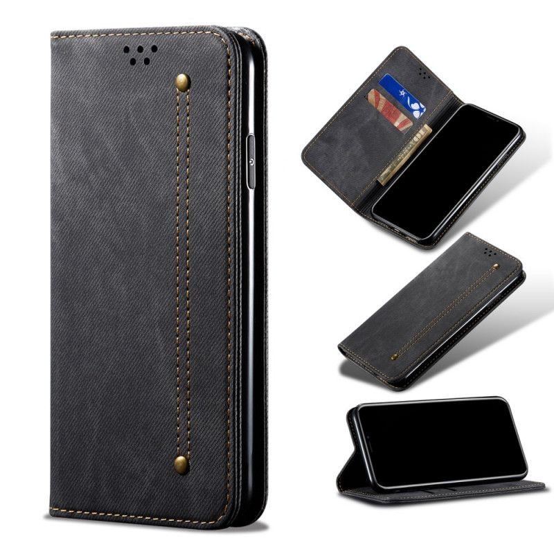 Folio Deksel Xiaomi Redmi Note 9 Svart Jeansstoff