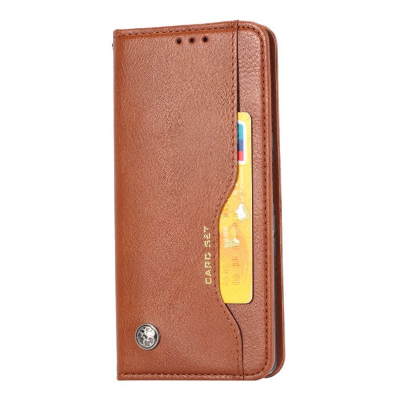 Folio Deksel Xiaomi Redmi Note 9 Svart Mobildeksel Kortholder I Imitert Skinn