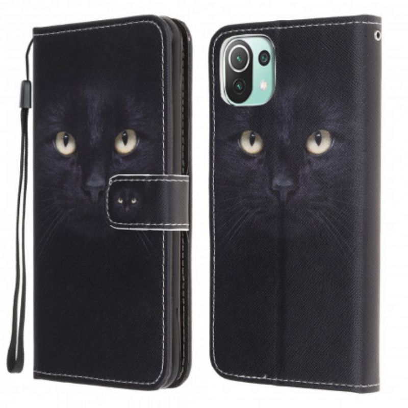 Folio Deksel Xiaomi Mi 11 Lite 5g Ne / Mi 11 Lite 4g / 5g Black Cat Eyes