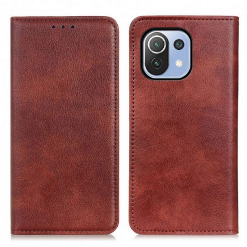 Folio Deksel Xiaomi Mi 11 Lite 5g Ne / Mi 11 Lite 4g / 5g Elegance Split Litchi Leather