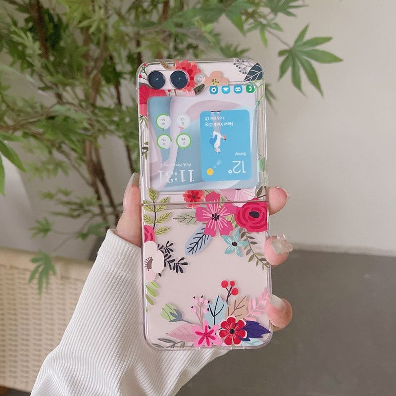 Deksel Samsung Galaxy Z Flip 5 Gjennomsiktige Blomster