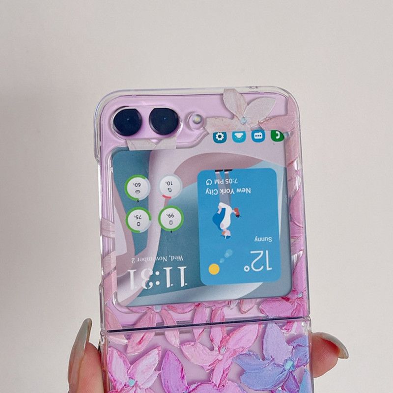 Deksel Samsung Galaxy Z Flip 5 Transparente Grafiske Blomster Beskyttelse Deksel