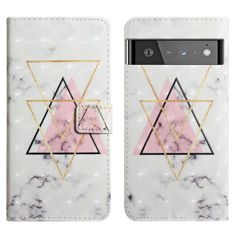 Folio Deksel Google Pixel 6 Pro Glitter Triangle Beskyttelse Deksel