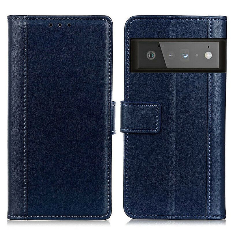 Folio Deksel Google Pixel 6 Pro Klassisk Split Litchi Leather