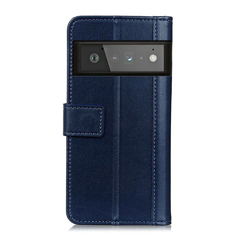 Folio Deksel Google Pixel 6 Pro Klassisk Split Litchi Leather