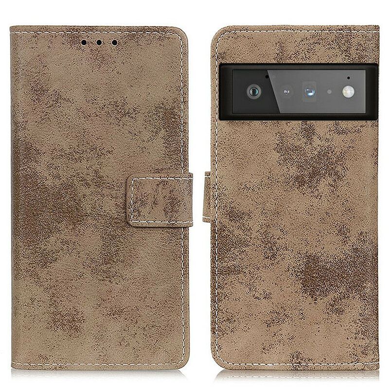 Folio Deksel Google Pixel 6 Pro Vintage Skinneffekt Beskyttelse Deksel