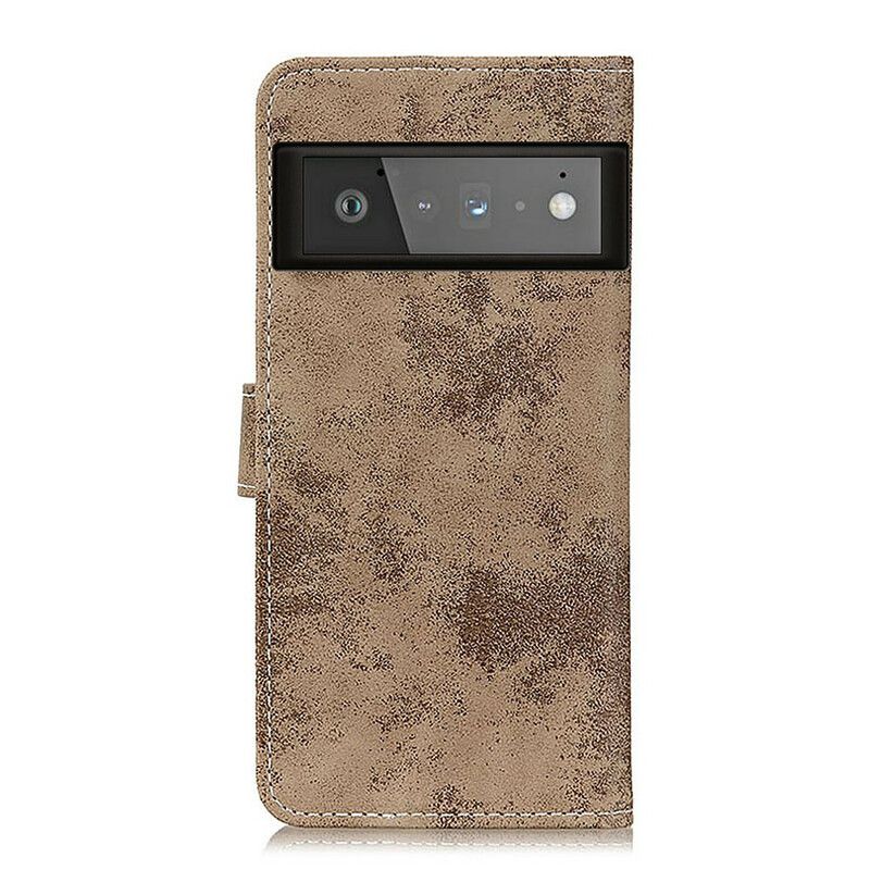 Folio Deksel Google Pixel 6 Pro Vintage Skinneffekt Beskyttelse Deksel