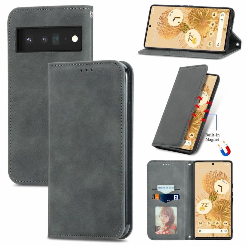 Folio Deksel Lær Google Pixel 6 Pro Mobildeksel Skin-touch Vintage Design