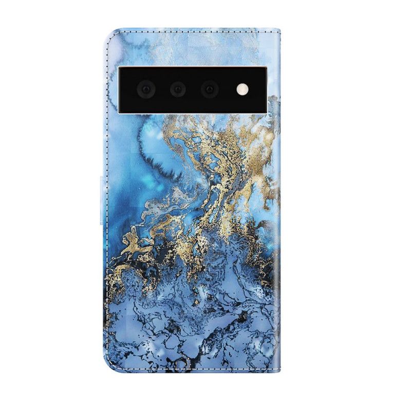 Lærdeksel Folio Deksel Google Pixel 6 Pro Mobildeksel Light Spot Marble Design Med Snor