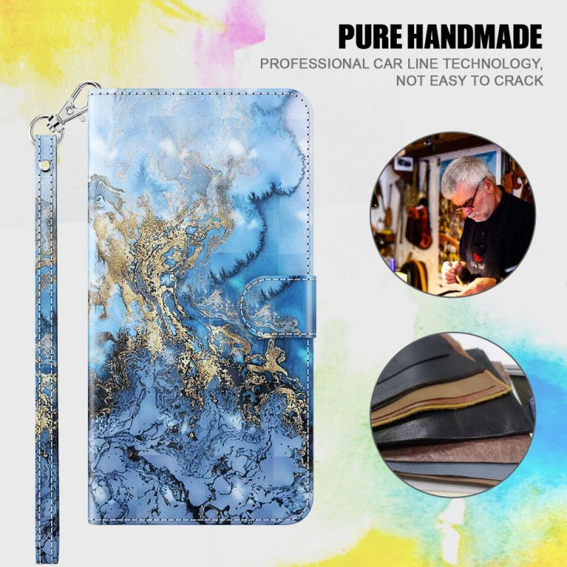 Lærdeksel Folio Deksel Google Pixel 6 Pro Mobildeksel Light Spot Marble Design Med Snor