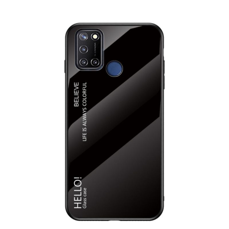 Deksel for Realme 7i Svart Hei Herdet Glass