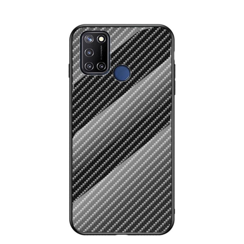 Deksel Realme 7i Svart Herdet Glass Karbonfiber