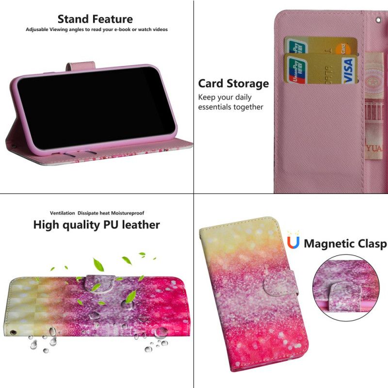 Folio Deksel Oppo Find X2 Neo Gradient Magenta Glitter