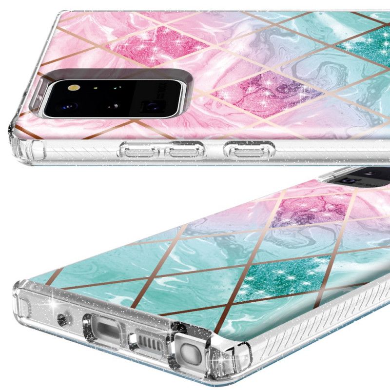 Deksel Samsung Galaxy Note 20 Ultra Rosa Marmorglitter I Fliser